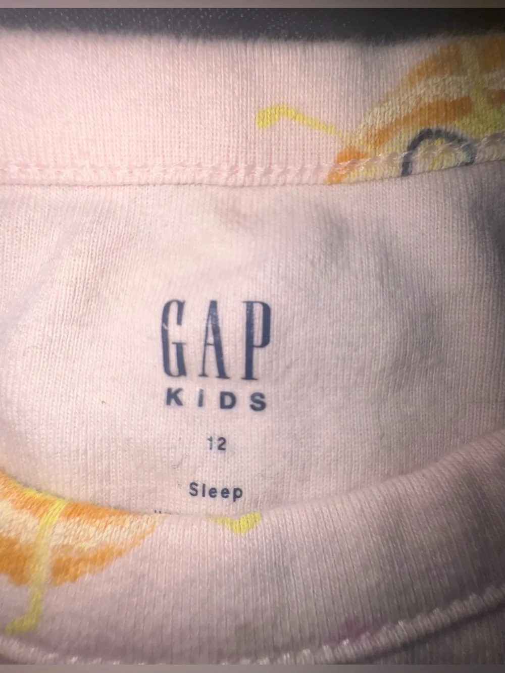 GAP Pink Kids Sleep Pajama Set with Multicolor Donut Print size 12
